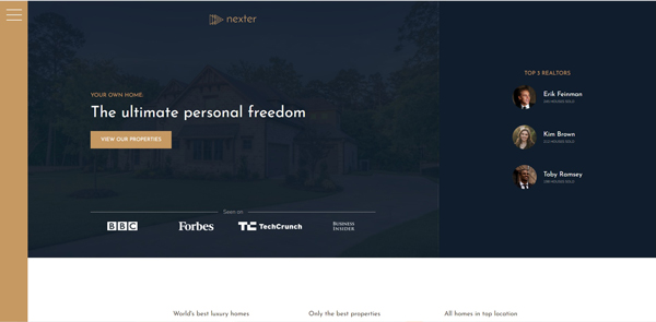 Screenshot of website